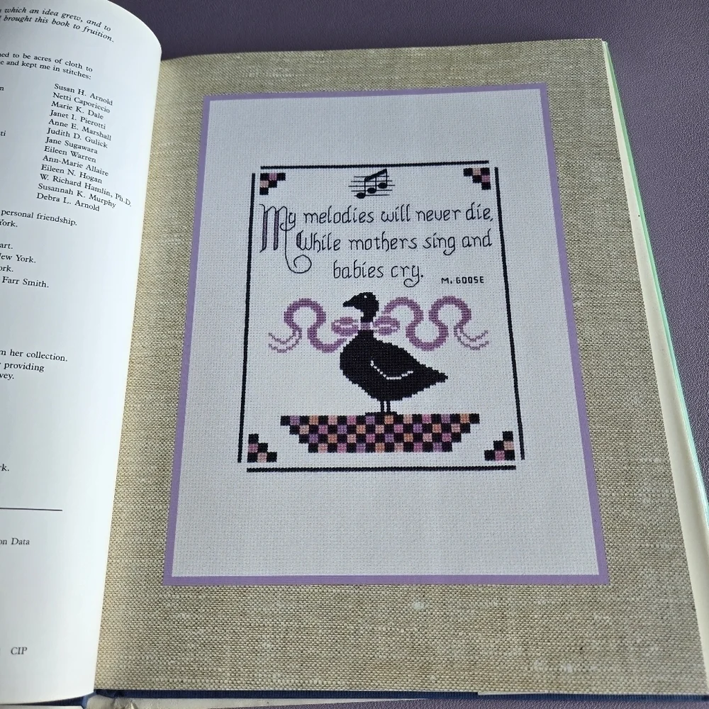 Cross-Stitch‎ Patterns for Mother Goose's Words of Wit and Wisdom Book Vtg 1990